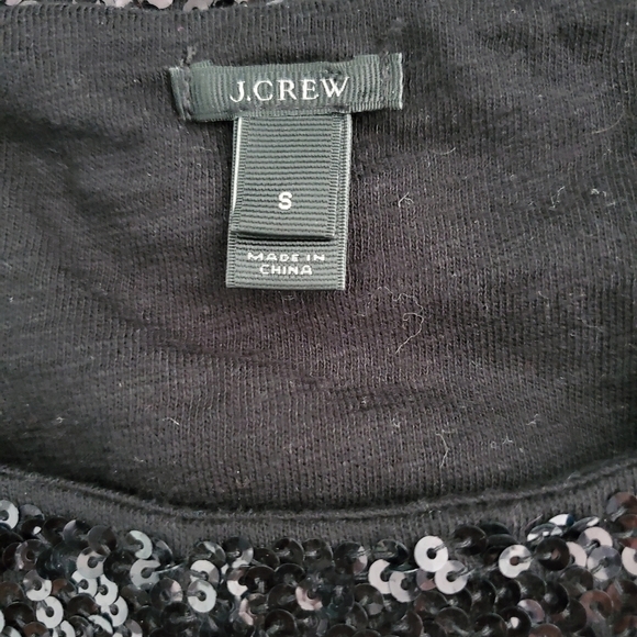 J.CREW Sequin Polka Dot Blouse Black White Short Sleeve - Picture 3 of 4